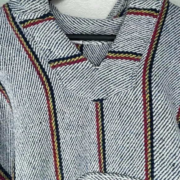 CATT Baja Hoodie Woven Striped Drug Rug Mexican Surfer Pullover XL - Picture 11 of 13